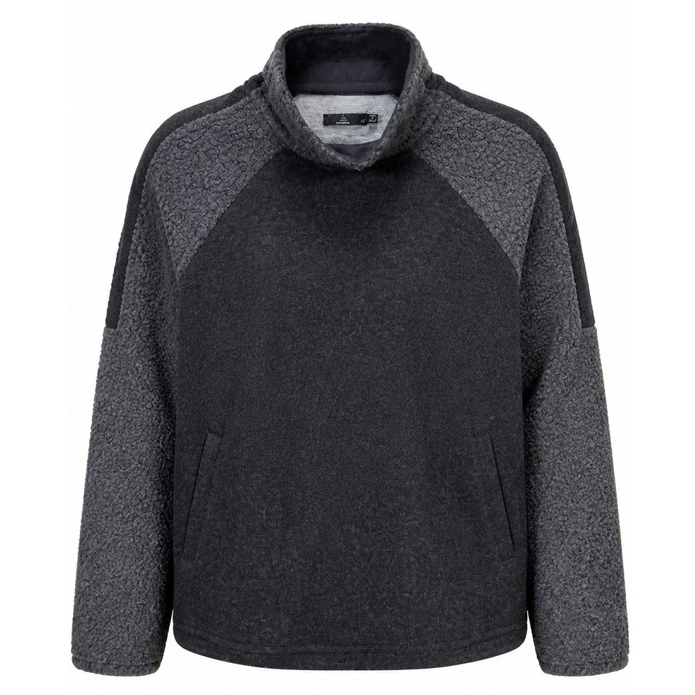 PrAna Women Lockwood Fleece Pullover M Gray Sherpa Two-Tone Mock Neck Gorpcore
